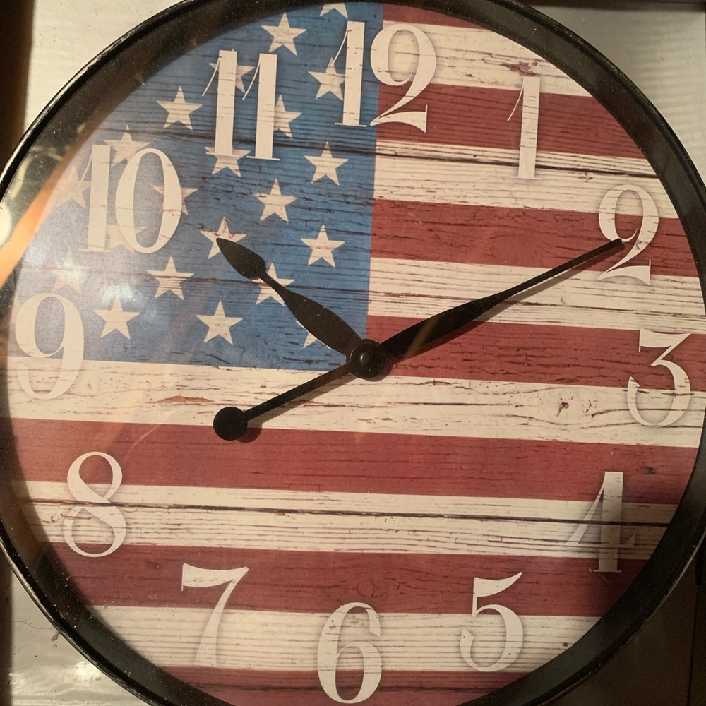 New in box American flag clock